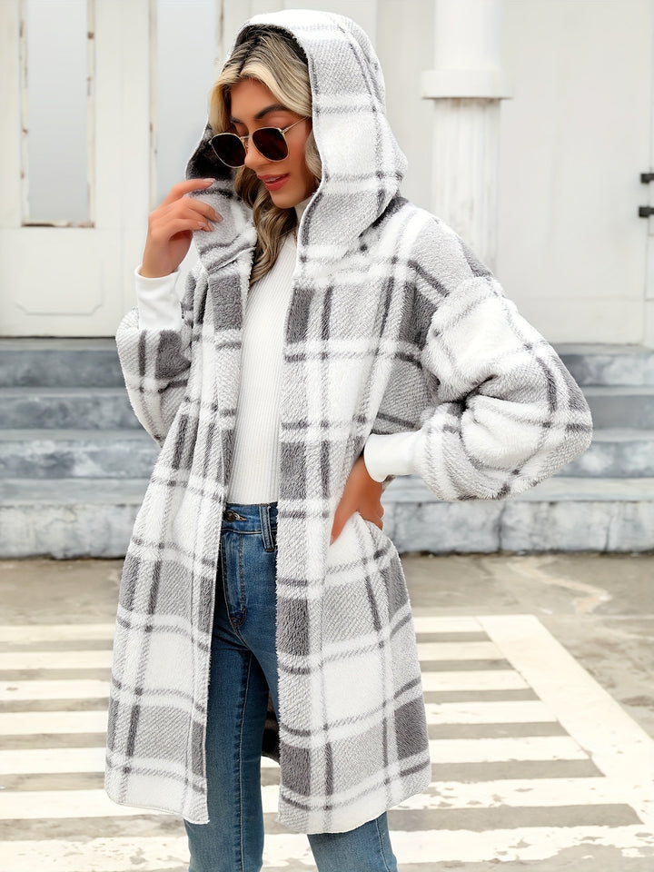 Margret | Kuscheliger Kapuzen-Cardigan mit Karomuster