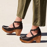 Jacqueline | Damen Plateau Schuhe Mit Schnallenriemen