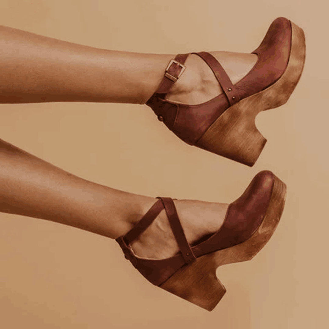 Jacqueline | Damen Plateau Schuhe Mit Schnallenriemen