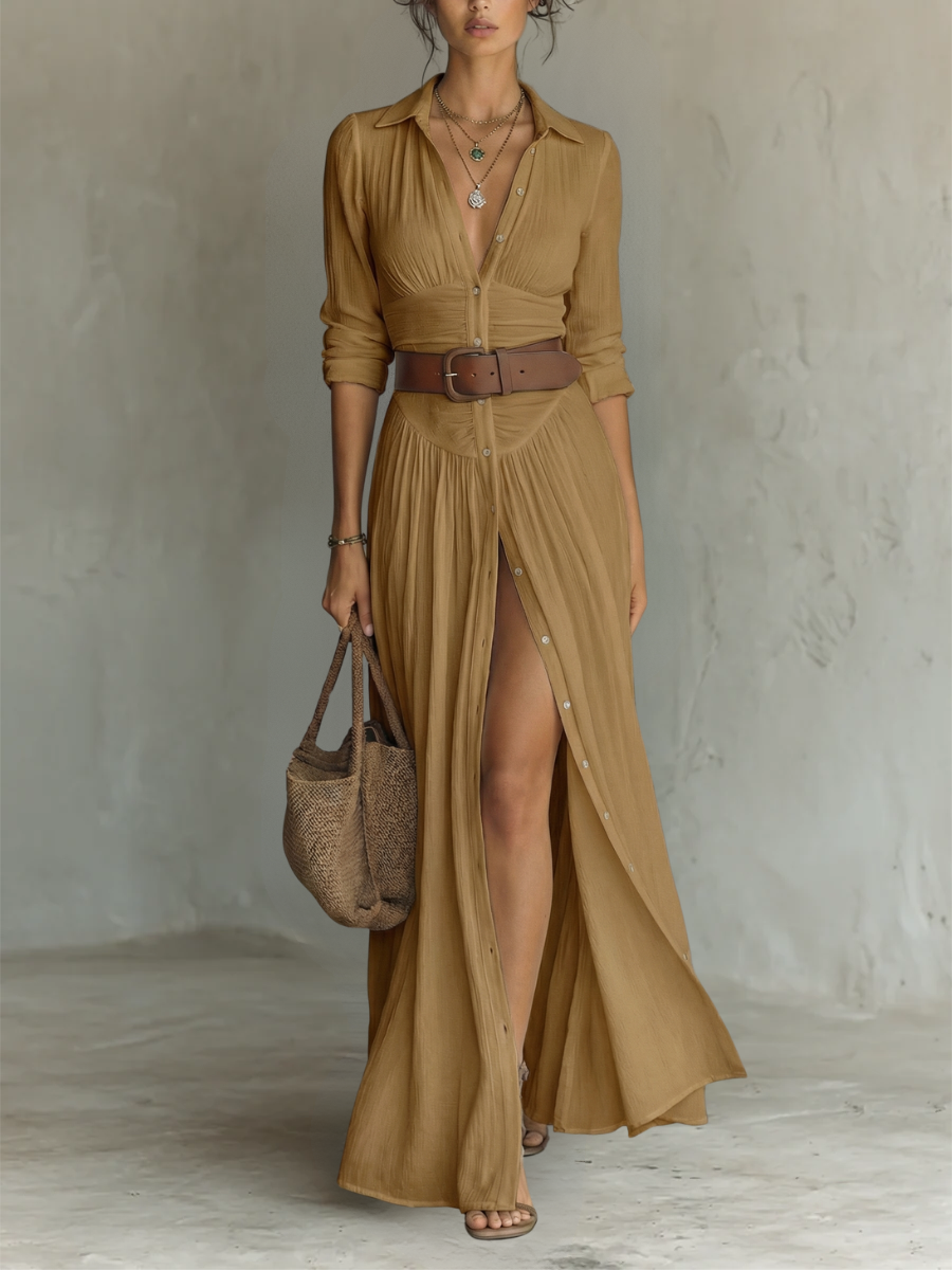 Judith | Elegantes Maxikleid mit Kragen
