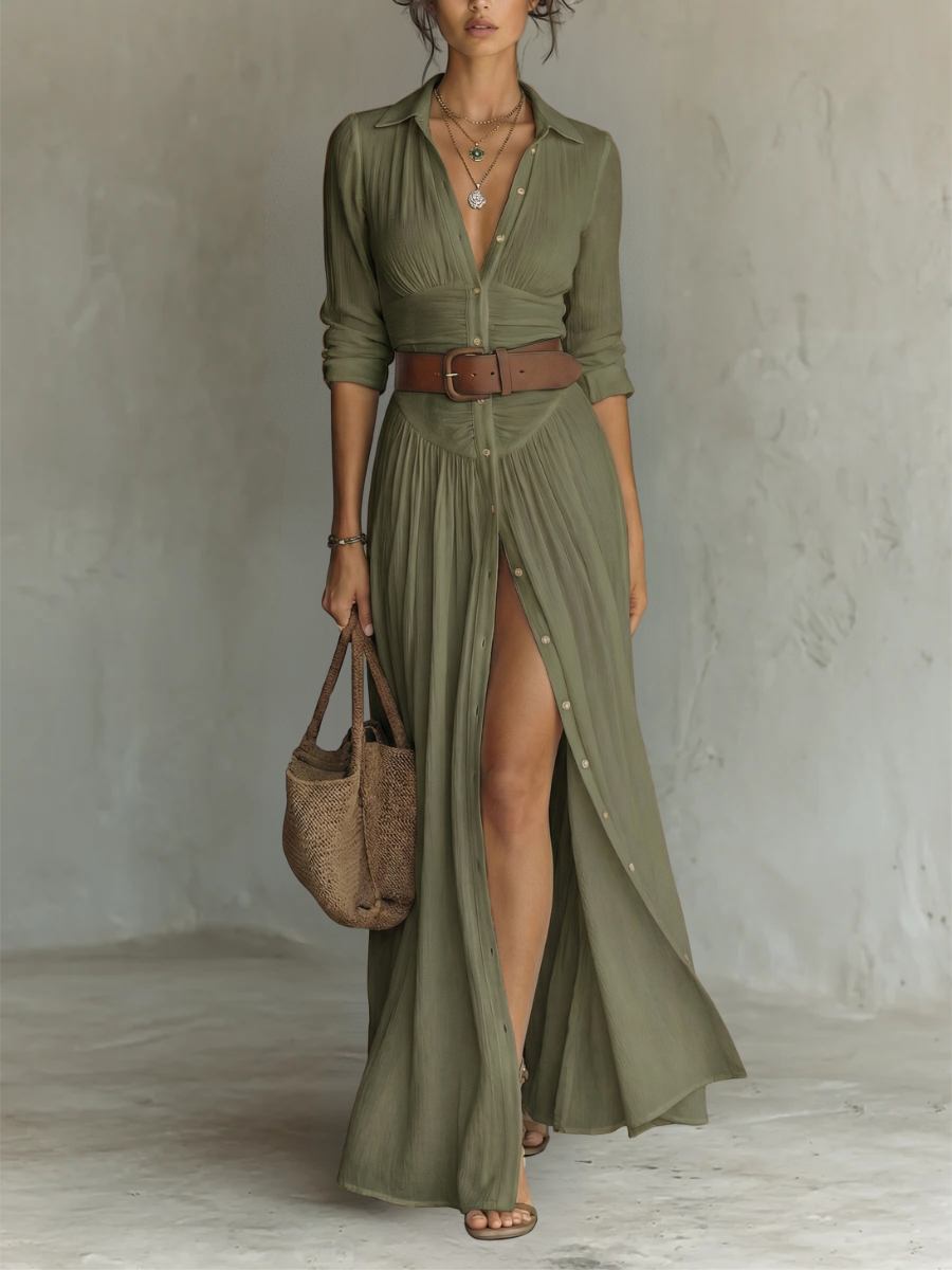 Judith | Elegantes Maxikleid mit Kragen