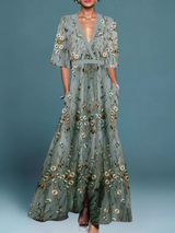 Rosalinde | Blühendes Abendkleid mit Halbarm