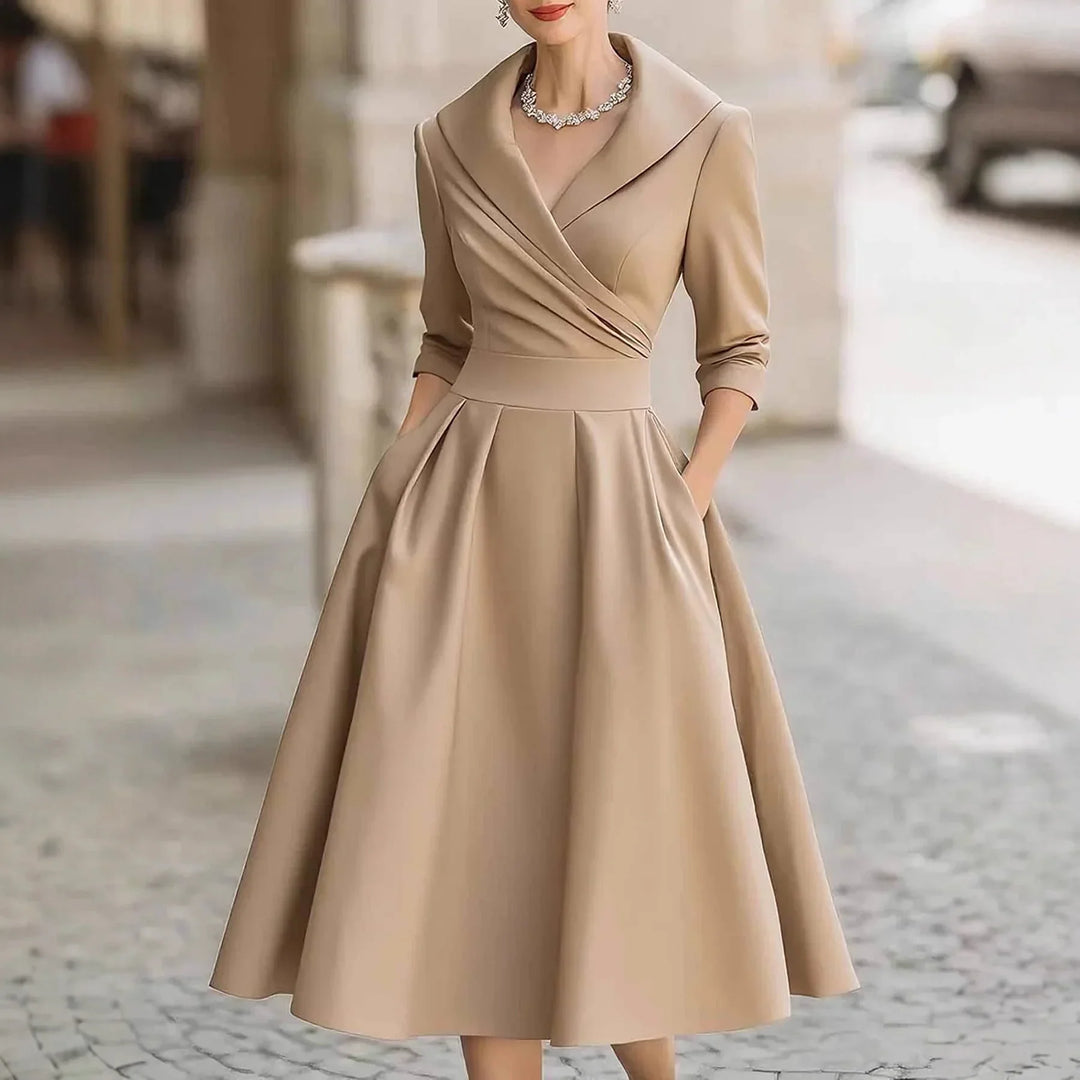 Ingrid | Elegantes Midikleid mit Taillengürtel