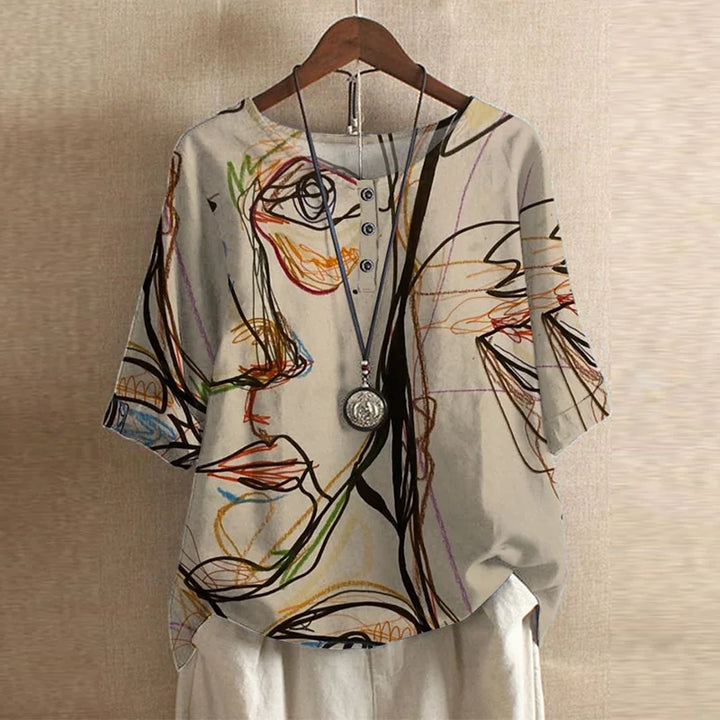 Helga | Verspielte Kurzarm-Bluse mit floralem Print
