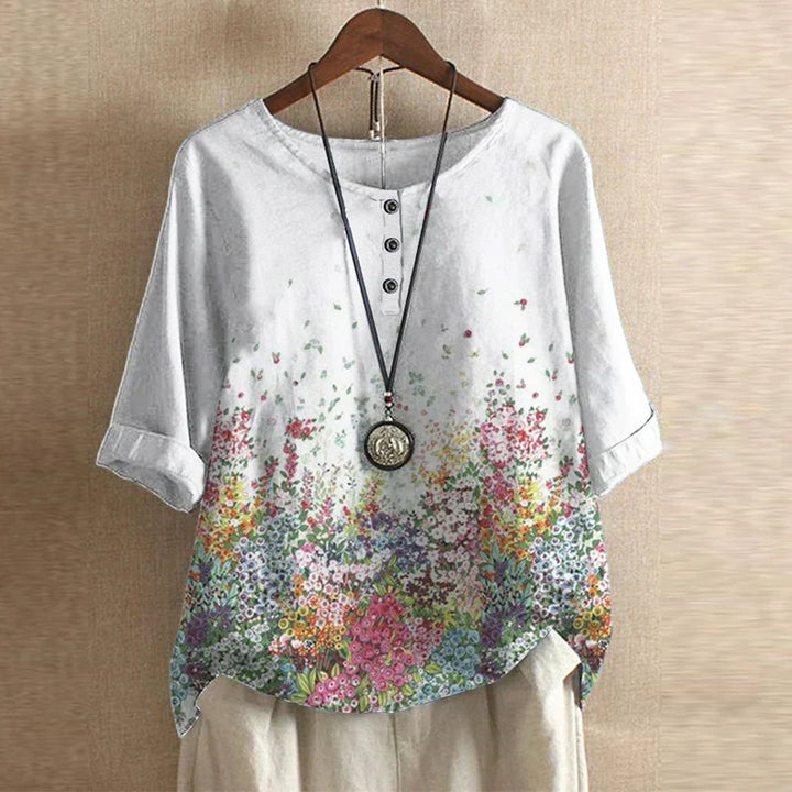Helga | Verspielte Kurzarm-Bluse mit floralem Print