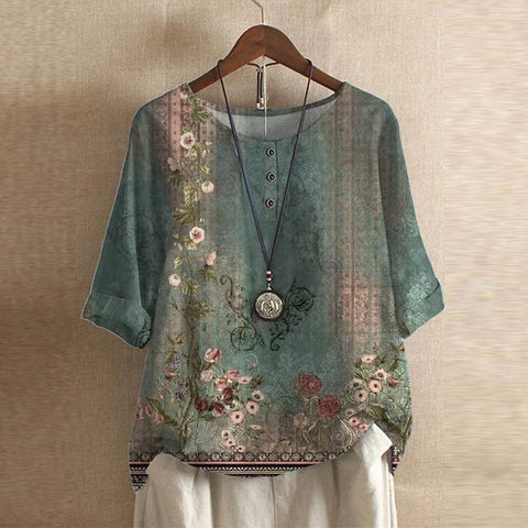 Helga | Verspielte Kurzarm-Bluse mit floralem Print