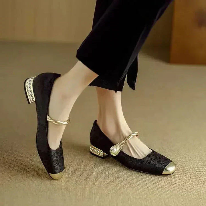 Ottilie | Elegante Spangenschuhe mit Perlenzier
