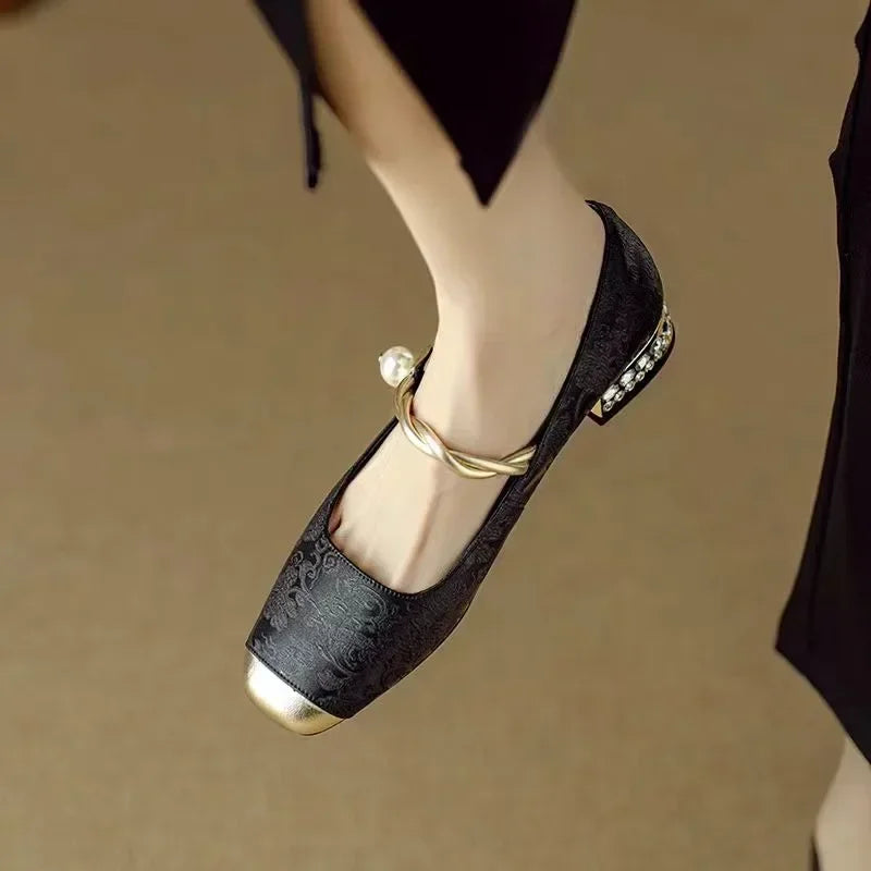 Ottilie | Elegante Spangenschuhe mit Perlenzier