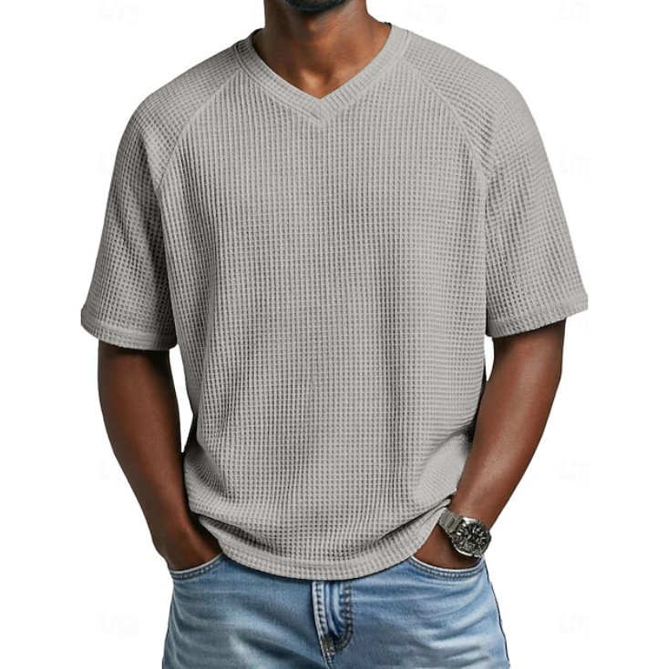 Martin | Strukturiertes Kurzarm-Shirt mit V-Ausschnitt