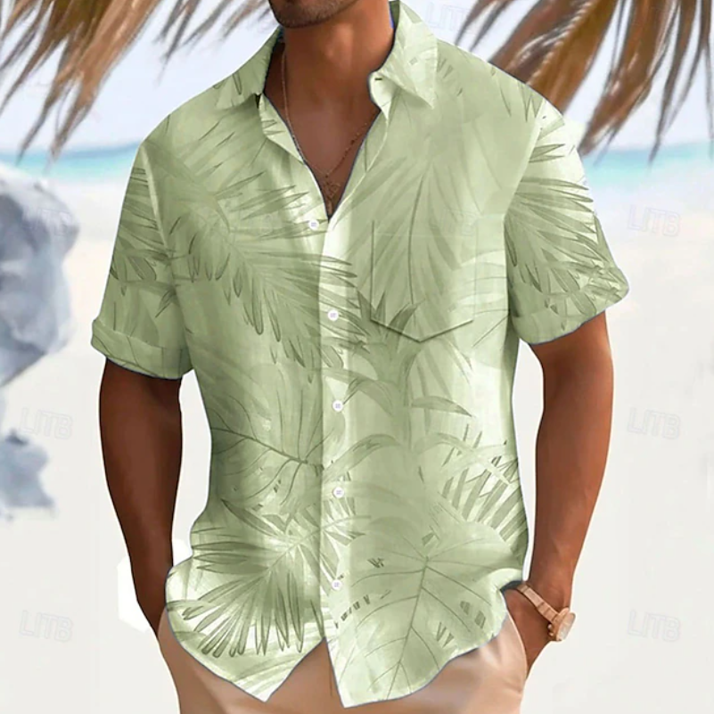 Stefan | Sommerliches Kurzarmhemd mit Blättermuster