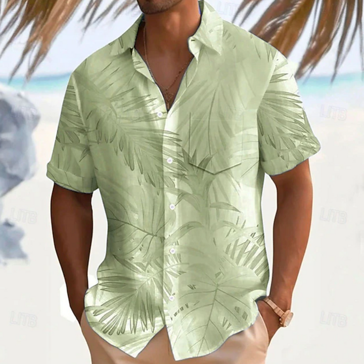 Stefan | Sommerliches Kurzarmhemd mit Blättermuster