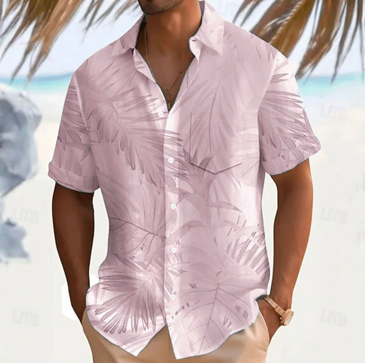 Stefan | Sommerliches Kurzarmhemd mit Blättermuster