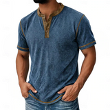 Logan | Strukturiertes Henley-T-Shirt mit kurzen Ärmeln