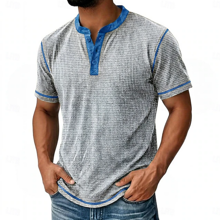 Logan | Strukturiertes Henley-T-Shirt mit kurzen Ärmeln