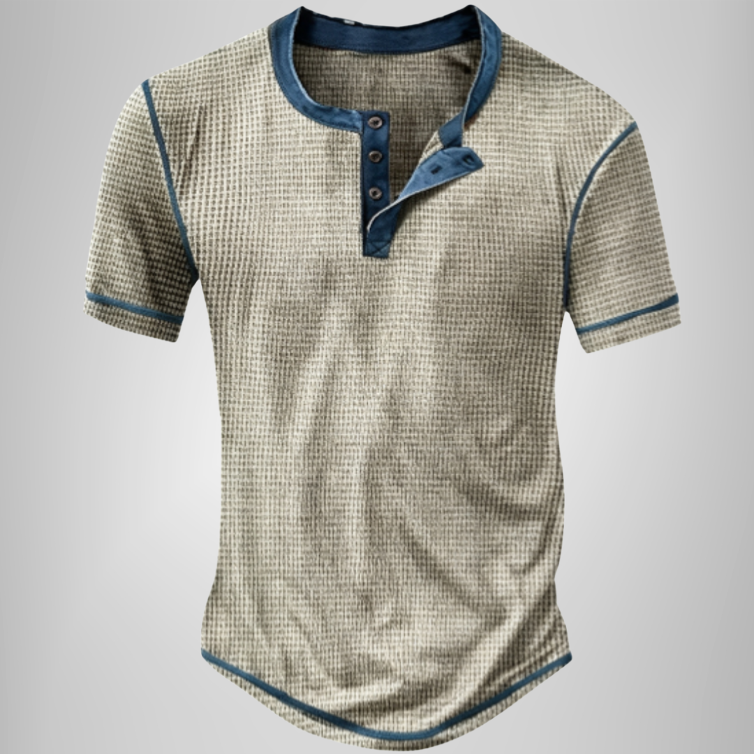 Logan | Strukturiertes Henley-T-Shirt mit kurzen Ärmeln