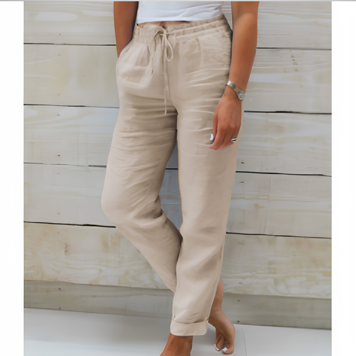 Hannah | Damen Kordelzug Gummibund Gerade Hose