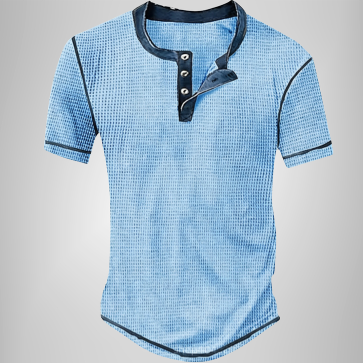 Logan | Strukturiertes Henley-T-Shirt mit kurzen Ärmeln