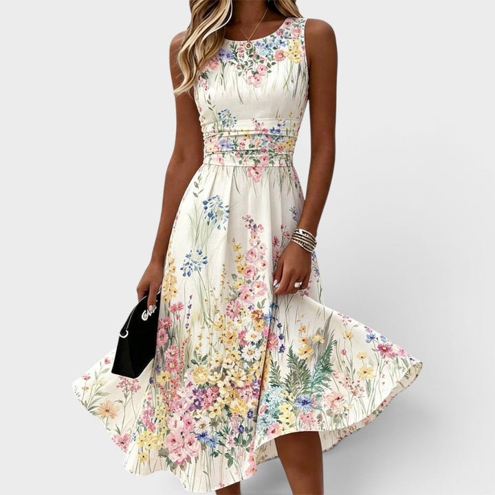 Marlies | Ärmelloses Blumen-Midikleid