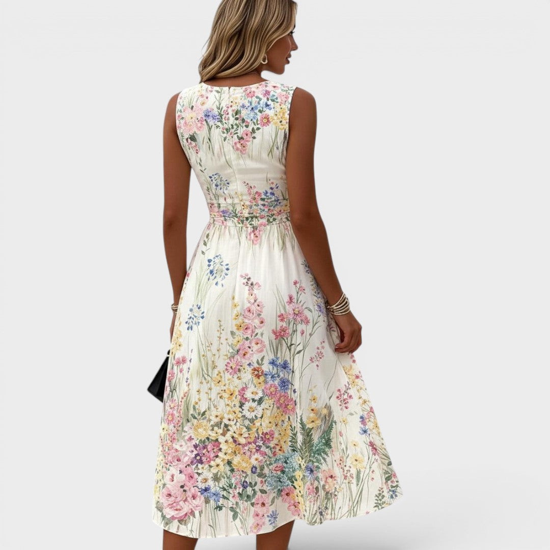 Marlies | Ärmelloses Blumen-Midikleid