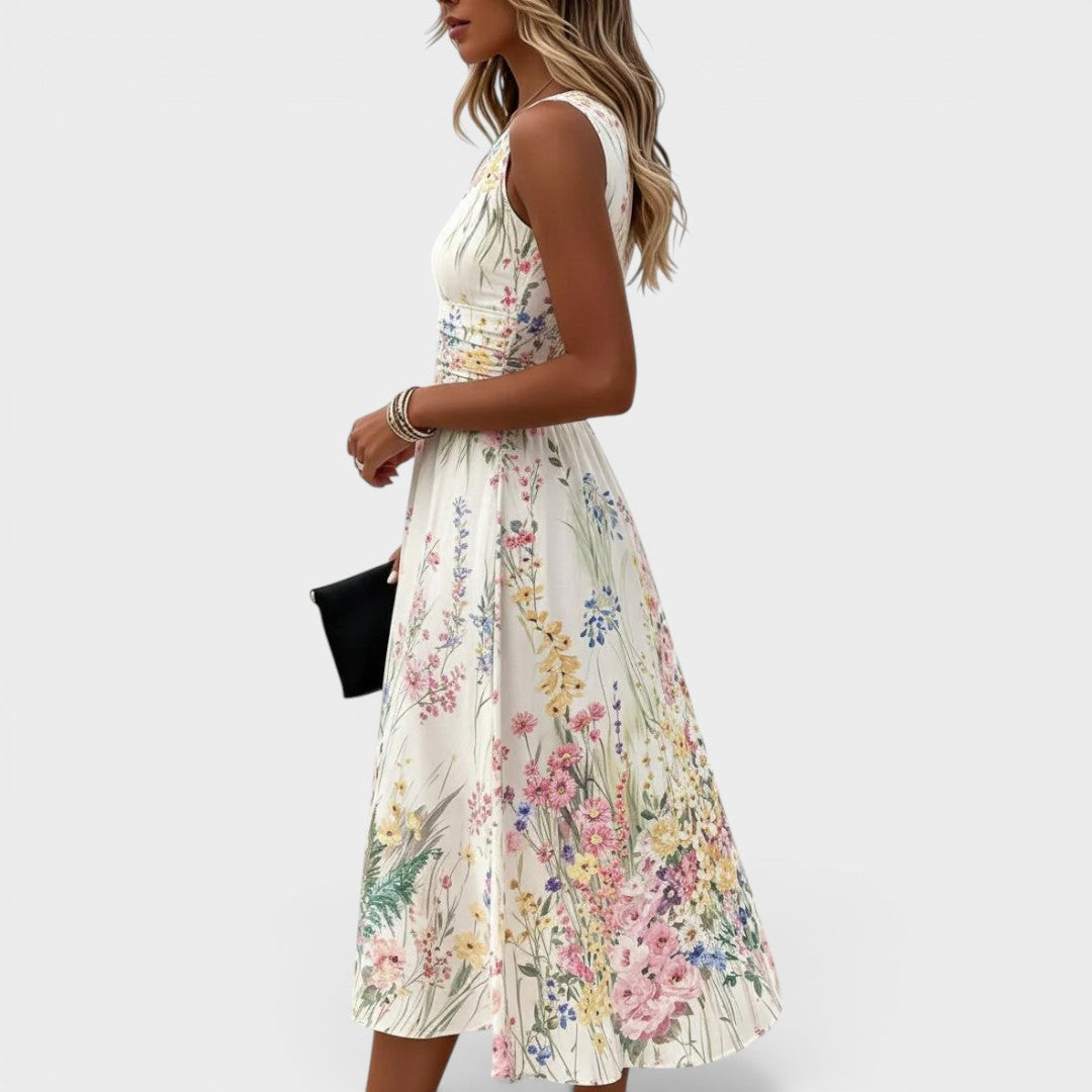 Marlies | Ärmelloses Blumen-Midikleid