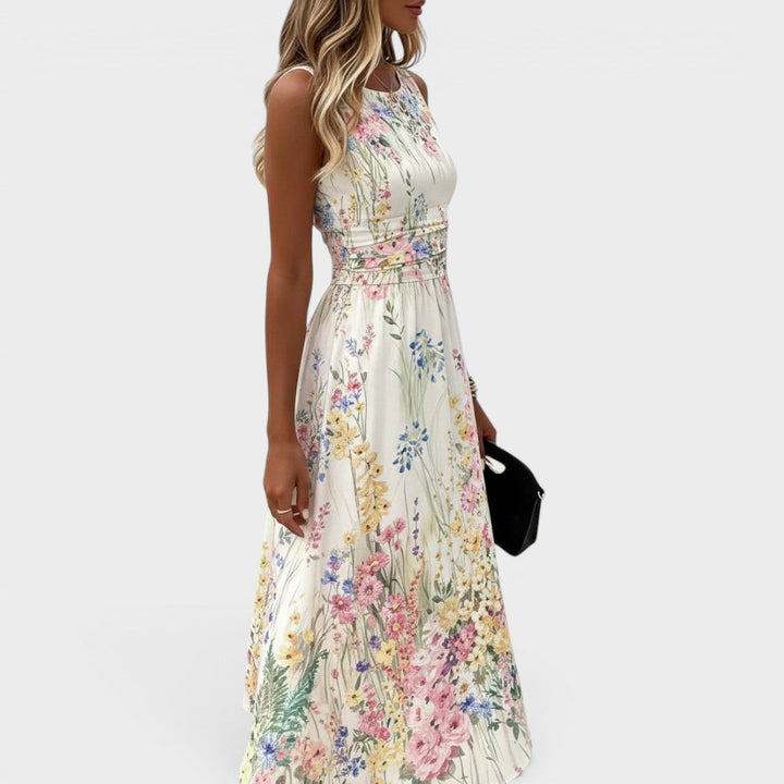 Marlies | Ärmelloses Blumen-Midikleid
