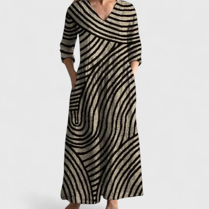 Cordula | Elegantes Maxikleid mit Grafik-Muster