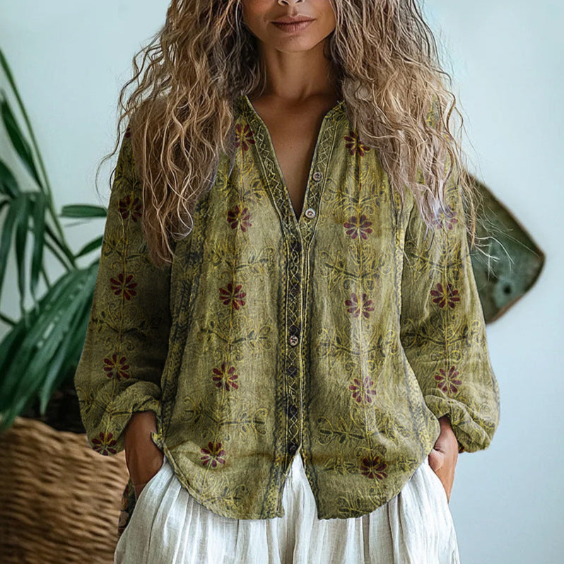 Margarete | Elegante Bluse mit Blättermuster