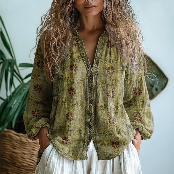 Margarete | Elegante Bluse mit Blättermuster