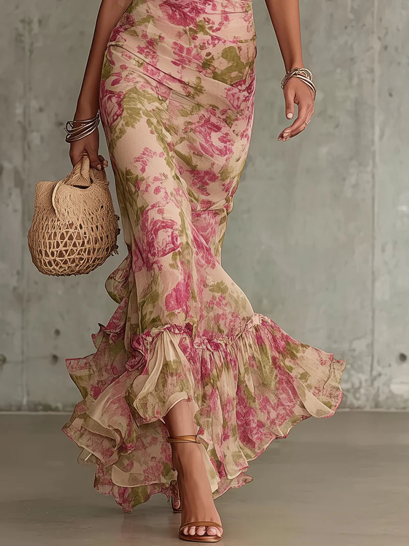 Constanze | Florales Maxikleid mit Puffärmeln