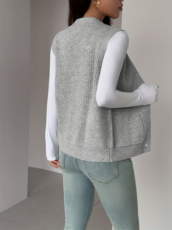 Annette | Elegante Knopfweste mit Taschen