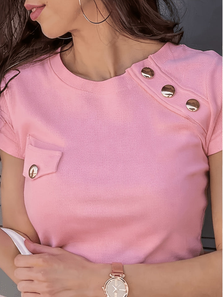 Elsa | Elegantes Kurzarm-Shirt mit Knopfdetail