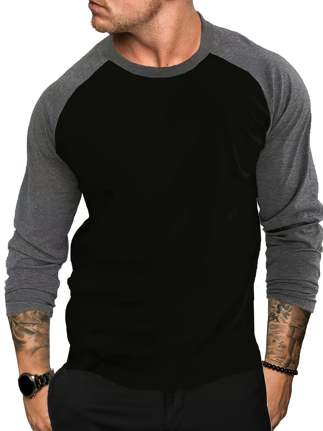 Erich | Sportliches Langarmshirt im Zweifarben-Design