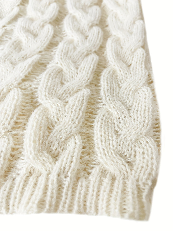 Imke | Femininer Zopfmuster-Pullover mit V-Ausschnitt