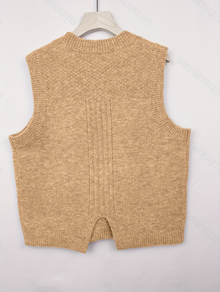 Hilde | Zopfgestrickter Pullunder mit Rundhals