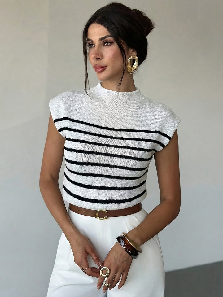 Ute | Elegantes Kurzarm-Top mit Stehkragen