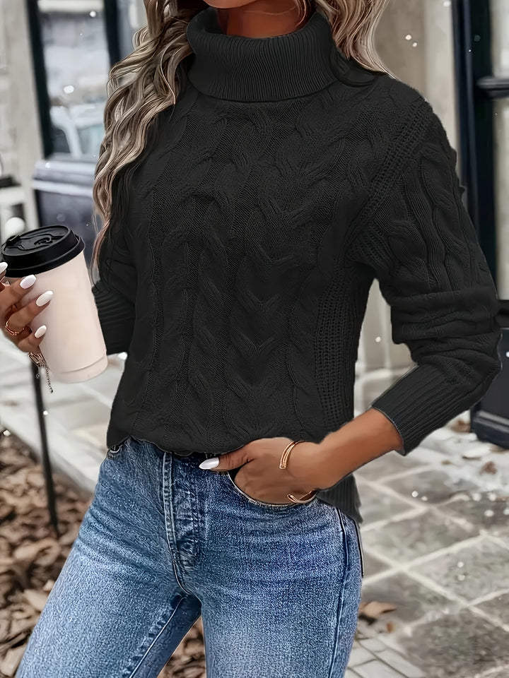 Liane | Weicher Zopfmuster-Pullover mit Rollkragen