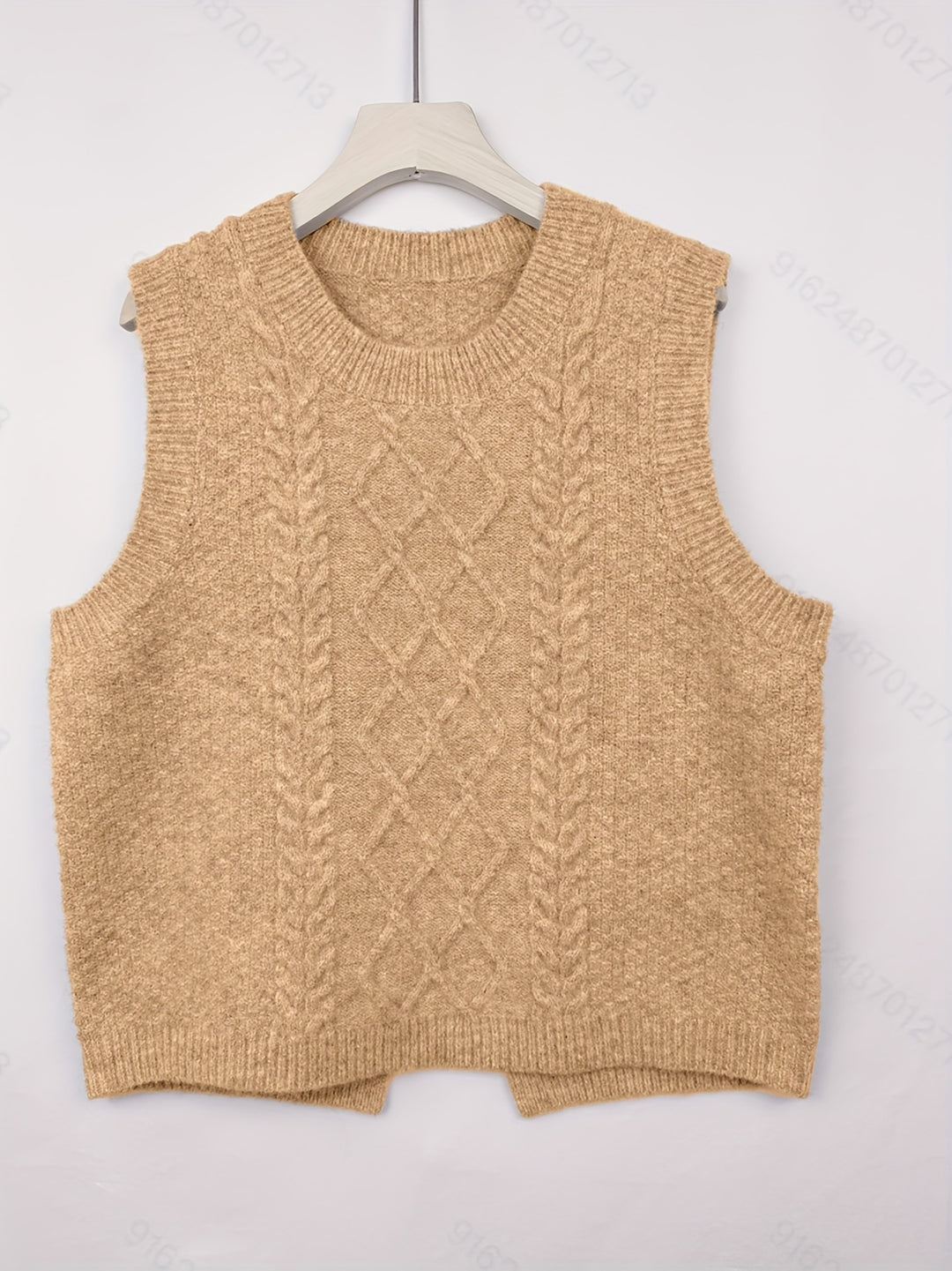 Hilde | Zopfgestrickter Pullunder mit Rundhals