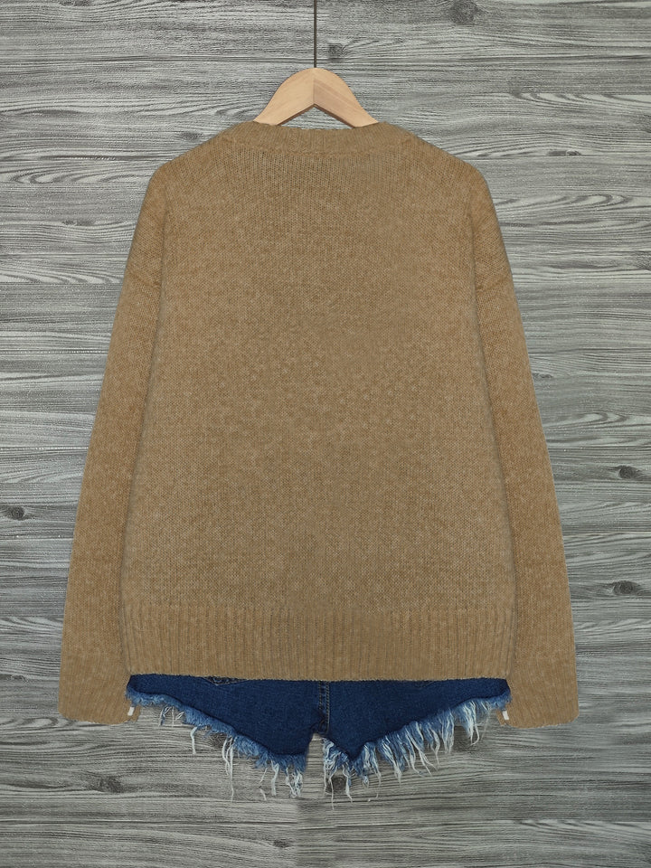 Nicole | Kuscheliger Rundhals-Pullover mit Katzen-Motiv