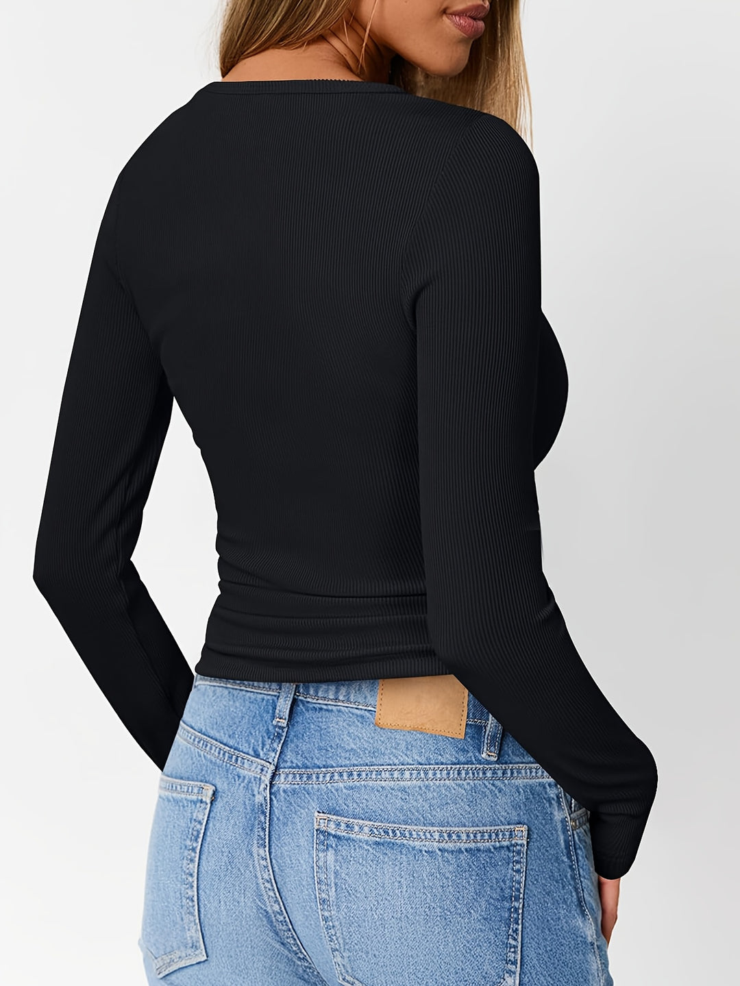 Rita | Figurbetontes Langarmshirt mit Knopfleiste