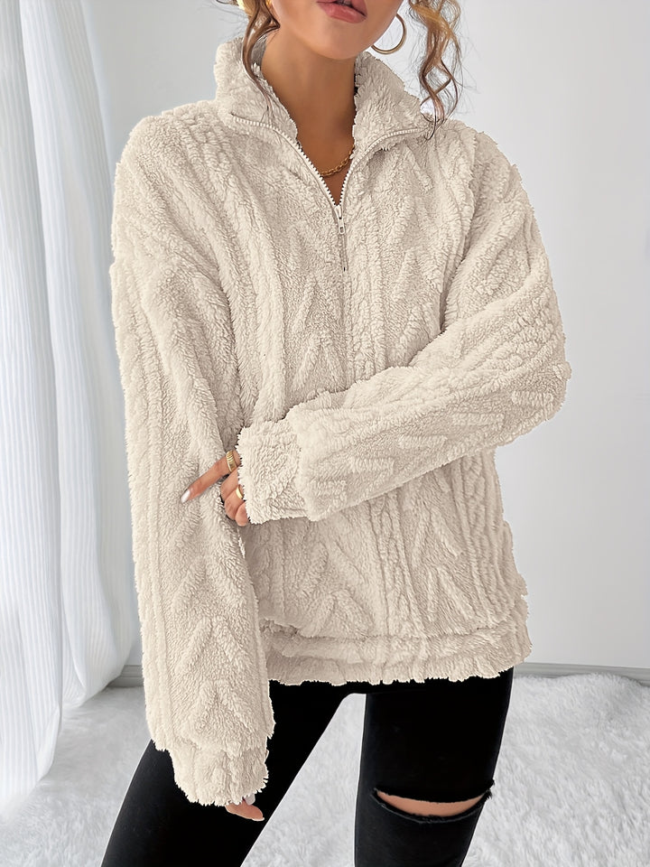 Carolin | Kuschelweicher Struktur-Pullover mit Stehkragen