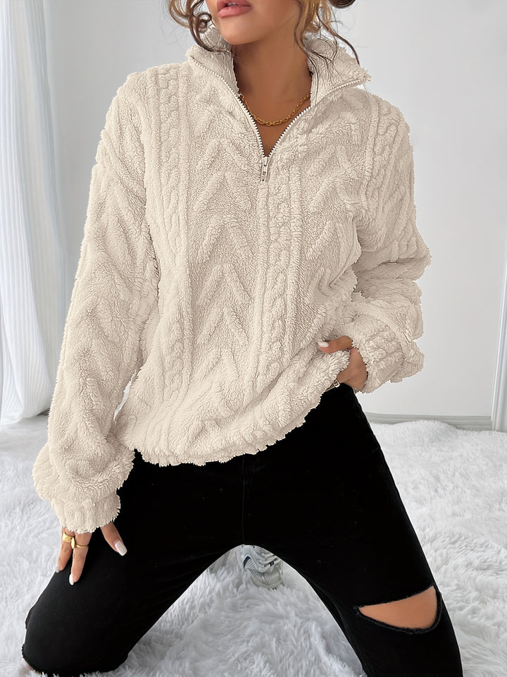 Carolin | Kuschelweicher Struktur-Pullover mit Stehkragen