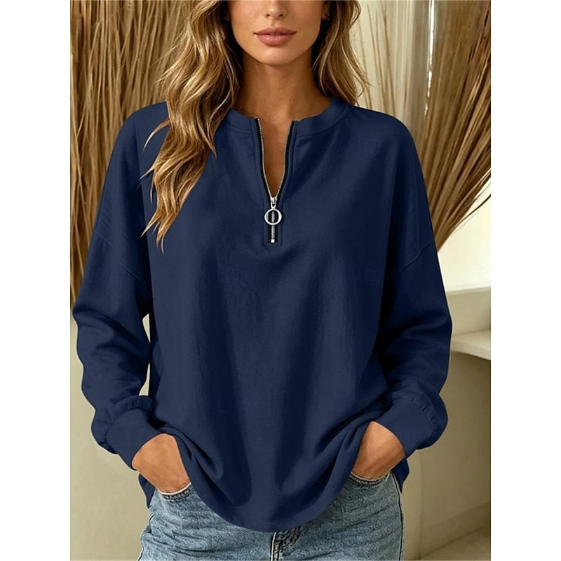 Theresa | Eleganter Pullover mit kurzem Reißverschluss