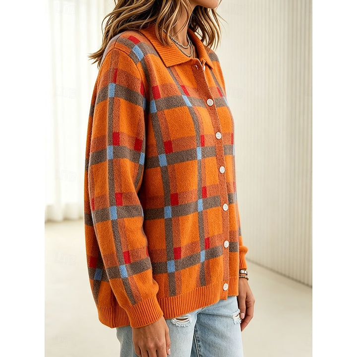 Sigrid | Karierter Cardigan mit Hemdkragen