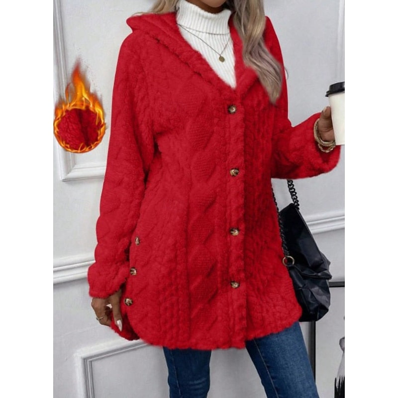 Ingrid | Kuschelige Kapuzenjacke mit Knopfleiste
