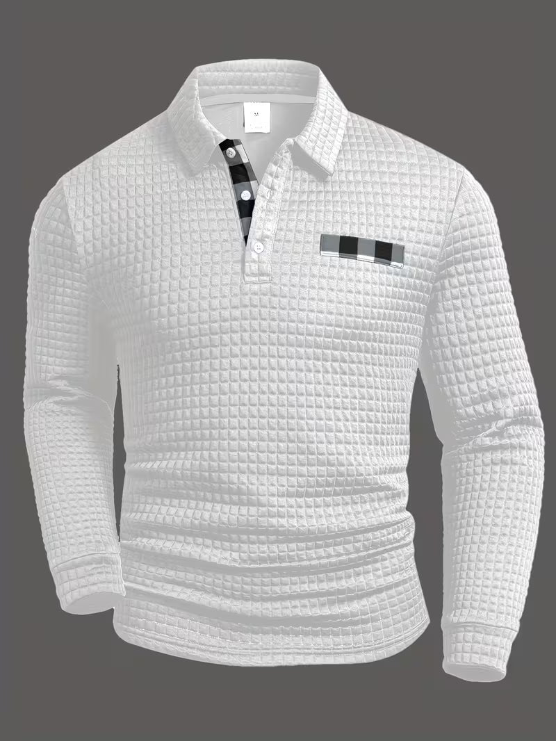 Detlef | Strukturiertes Langarm-Poloshirt