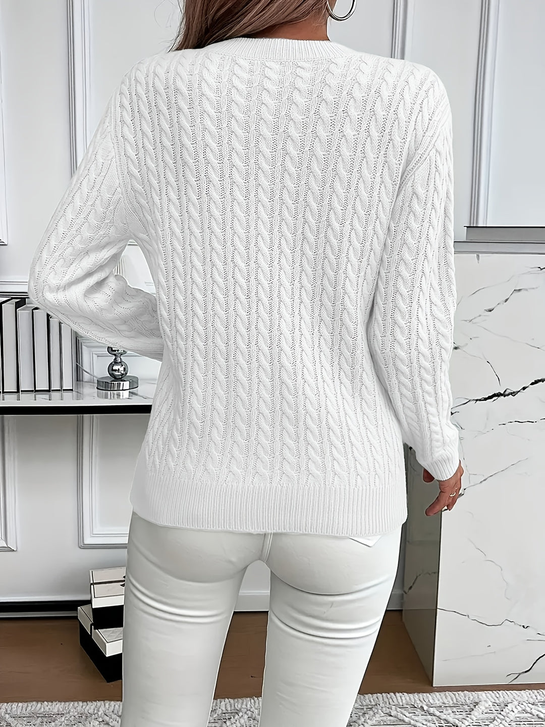 Katrin | Weich fließender Zopfmuster-Pullover