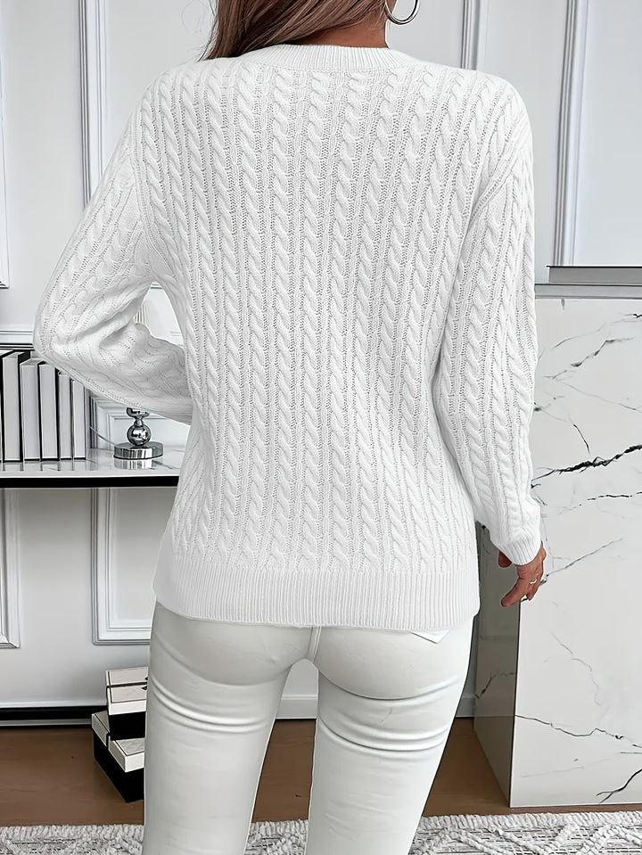 Katrin | Weich fließender Zopfmuster-Pullover