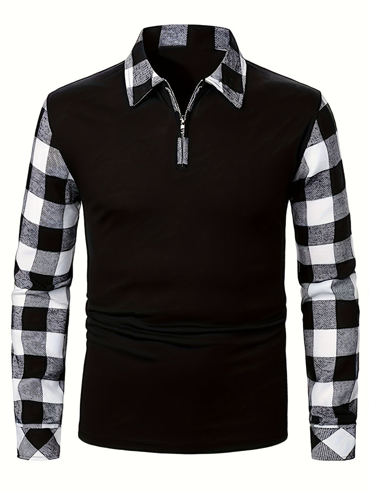 Bertram | Sportliches Karo-Poloshirt mit Half-Zip