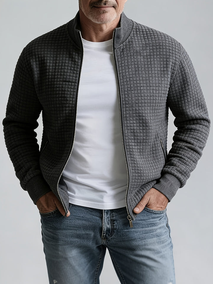 Joachim | Strukturierte Zip-Jacke mit Stehkragen
