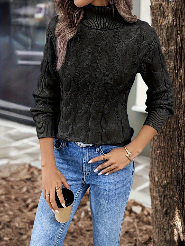 Liane | Weicher Zopfmuster-Pullover mit Rollkragen